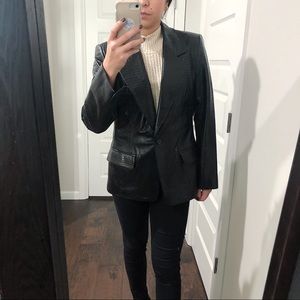 Black 100% leather blazer - Croc